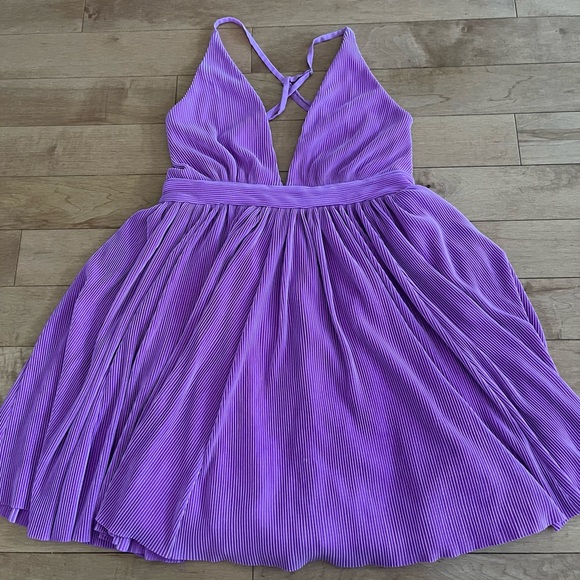 Pleated Pink/Purple Backless Dress - Picture 1 of 5